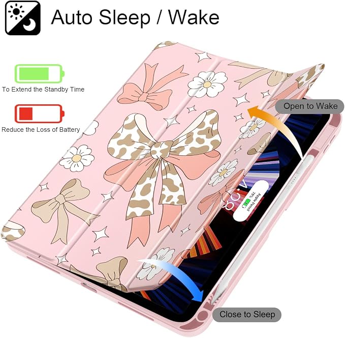 Tuiklol Case for iPad Air 11 Inch M4 2026 / Air 11 Inch M3 2025 / Air 11 Inch M2 2024 / iPad Air 10.9 Inch 2022 2020 Buit in Pencil Holder with Shockproof Cover Clear Transparent Back Black Flower
