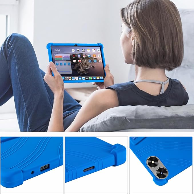 ATOOZ for SHARECLOUD P10_T Tablet Case 10.1 inch 2025Black | Soft Silicone Kids Case for Frameflow P10_A Tablet with PC Stand