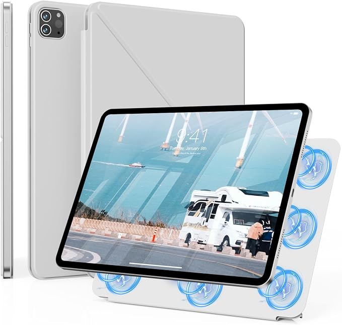 Magnetic Case for iPad Pro 11 Inch 4th/3rd/2nd Gen Black | Magnetic Attachment Support 2nd Gen Pencil Charging Slim &amp Light Folio Stand Case for iPad Pro 11'' 2022/2021/2020