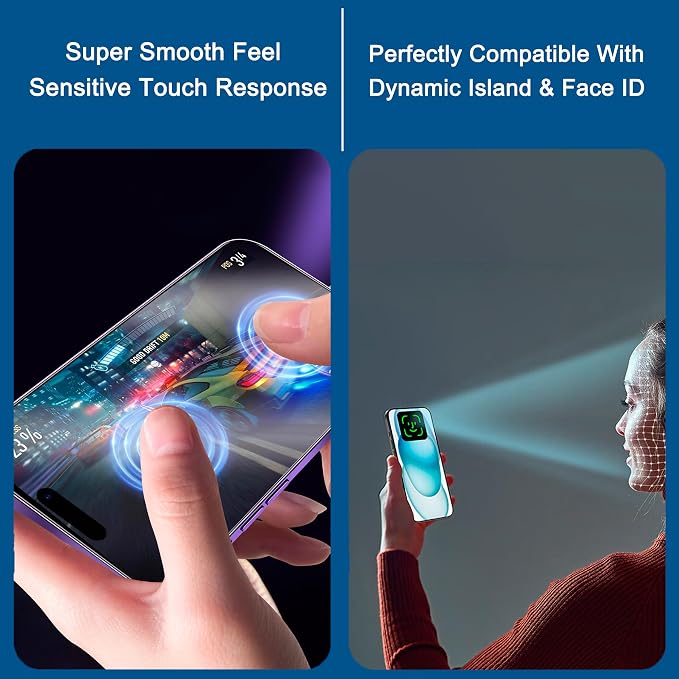 2 Pack Matte Privacy Screen Protector for iPhone 15 / iPhone 16 6.1 Inches Anti-spy Anti-glare Eye Protection Scratch Resistant Tempered Glass Film Full Coverage Smooth &amp Sensitive Touch