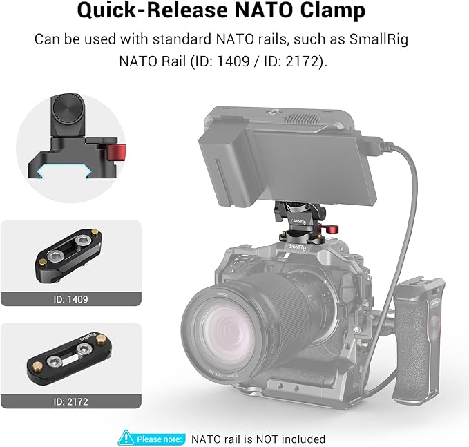 SMALLRIG Field Monitor Mount with NATO Clamp, Camera Monitor Holder for 5” and 7” Monitor, Swivel and Tilt Adjustable - 2906B