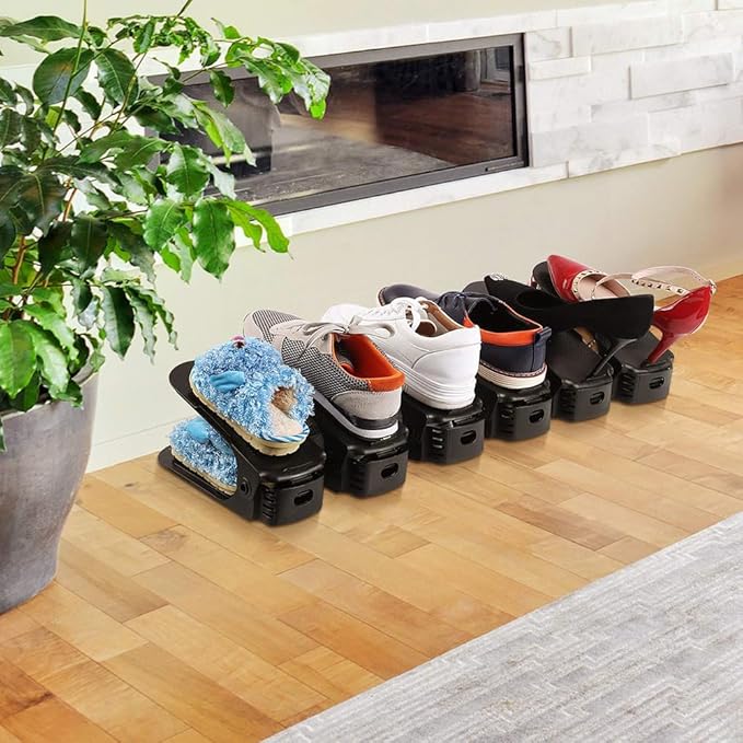 Soerreo Shoe Slot Storage Box Adjustable Shoe Rack Save Space Suitable for High Low Heels, Sneakers and Sandals (20 Piece Set)