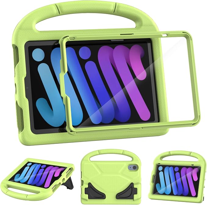 Kids Case for iPad mini 7 (A17 Pro) 2024/ Mini 6 2021 iPad mini 7th/6th Generation Case with Screen Protector - Shockproof with Handle Stand Protective Cover for iPad 8.3 Inch Lavender