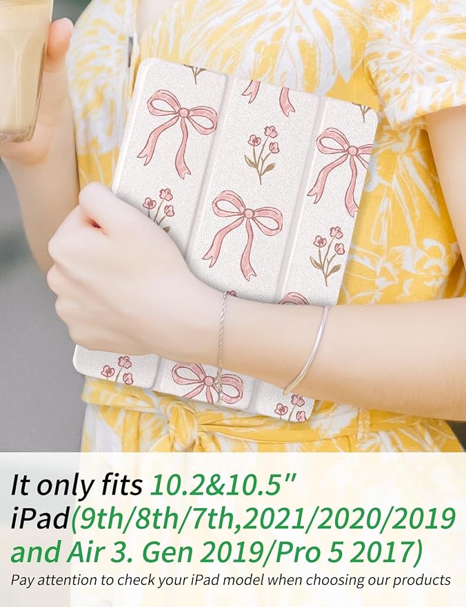 Case for iPad 9th/ 8th/ 7th Generation Case 10.2&amp10.5 Inch (2021/2020/2019 Release) Slim Lightweight Soft Trifold Back Cover with Pencil Holder &amp Auto Sleep/Wake CoverBeige Checkered