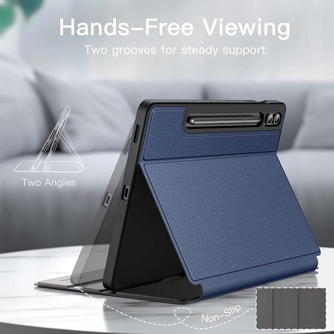 JETech Case for Samsung Galaxy Tab S9 FE+ / S9 FE Plus 12.4-Inch with S Pen Holder Slim Folio Stand Protective Tablet Cover Multi-Angle Viewing (Black)