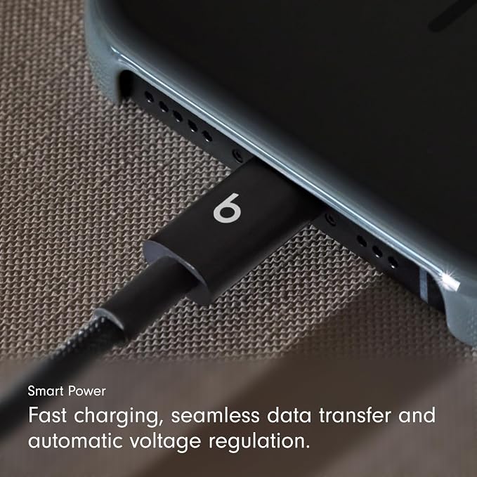 Beats 240W USB-C to USB-C Braided Cable Fast Charging Durable/Tangle Free Compatible with Apple and Android Devices (3 m/10 ft) – Bolt Black