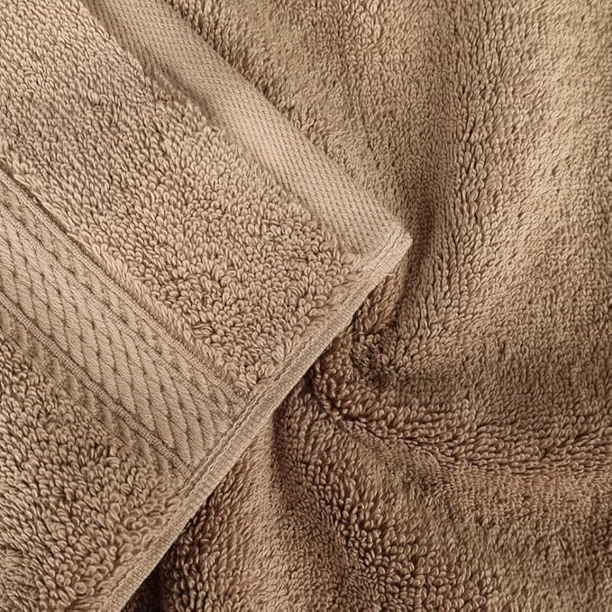 Superior Egyptian Cotton Pile 3 Piece Towel Set, Includes 1 Bath, 1 Hand, 1 Face Towel/Washcloth, Ultra Soft Luxury Towels, Thick Plush Essentials, Guest Bath, Spa, Hotel Bathroom, Latte