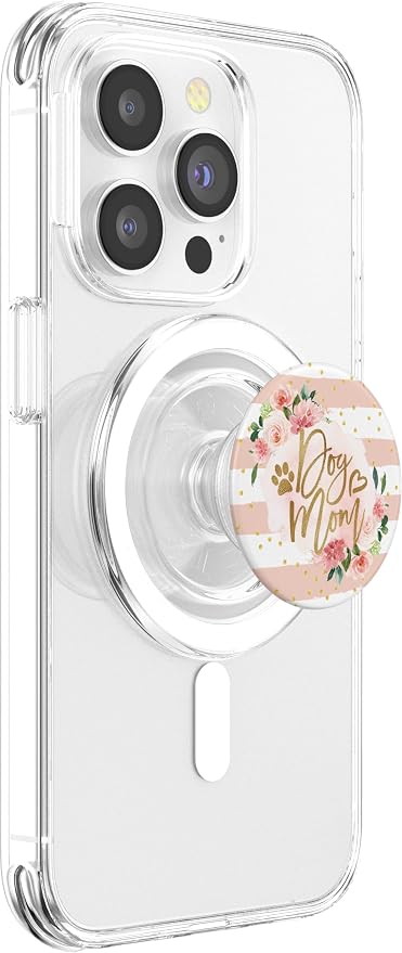 Dog Mom Pink Floral Cute Paw Print Mother's Day Gift PopSockets PopGrip: Swappable Grip for Phones &amp Tablets PopSockets Adhesive PopGrip
