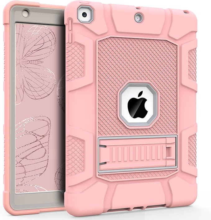 Rantice iPad 9th Generation Case, iPad 8th Generation Case, iPad 7th Generation Case, Hybrid Shockproof Rugged Drop Protection Cover with Kickstand for iPad 10.2'' (Rose Gold)