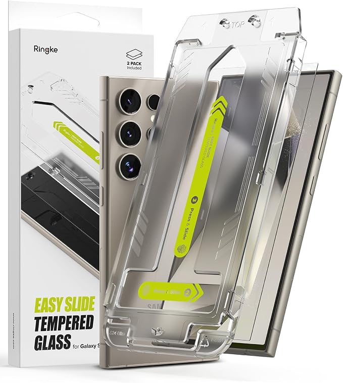 Ringke for Samsung Galaxy A35 5G Screen Protector [Easy Slide 2 Pack] | Easy Installation with Alignment Tool Case Friendly Premium 9H Hardness Tempered Glass