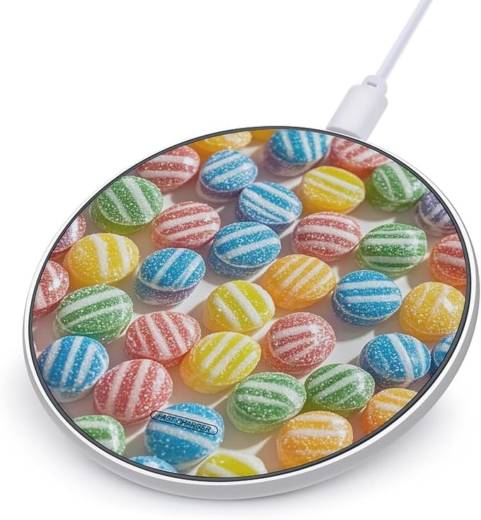 Rainbow Candy Wireless Charger 10W Portable Fast Wireless Charging Pad Compatible with Phone Slim Charging Station Lightweight Charger Mat Charging Block for Travel Home Office