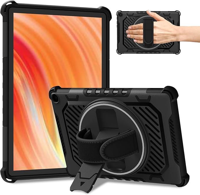 for Fire HD 10 &amp HD 10 Plus Tablet Case 13th Generation | with 360 Rotating Kickstand Hand Strap(No Screen Protector)