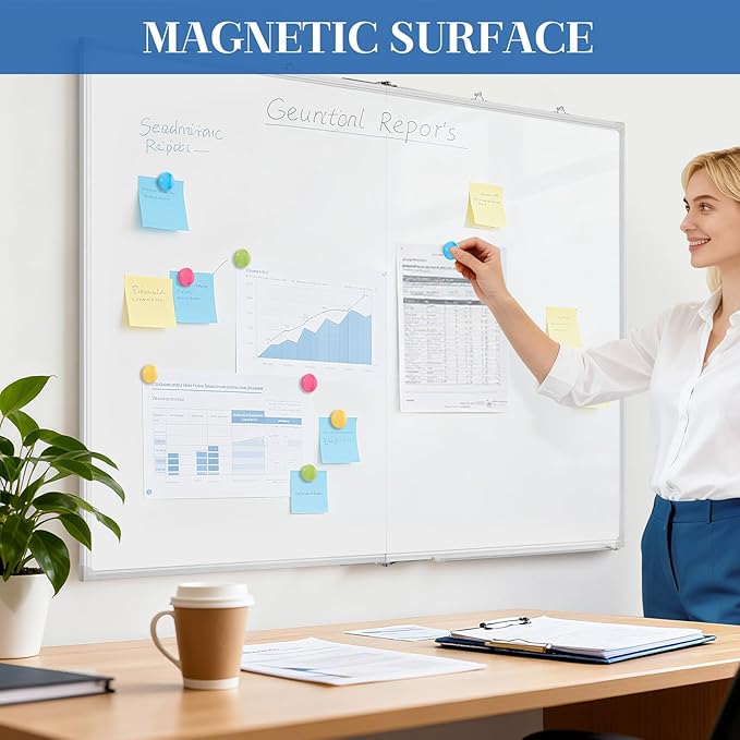 60" x 48" Double-Sided Large White Board, Foldable Magnetic Whiteboard Dry Erase Portable Wall Hanging Whiteboards for Home, School, Office
