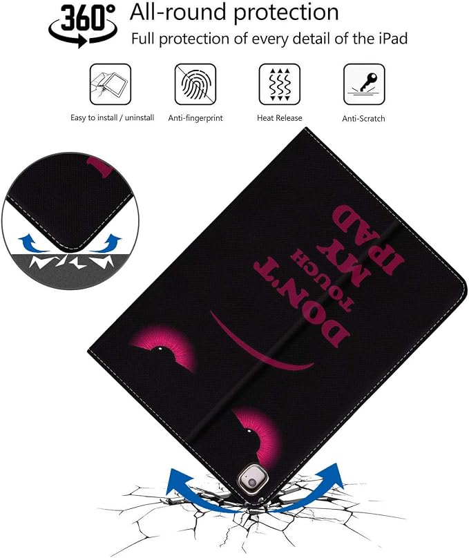 LACOMA Case for iPad 9.7 2018/2017 iPad Air 1/2 Soft Rubber Back Cover Protective Leather Adjustable Stand Auto Wake&ampSleep Smart Case for ipad 6th/5th Gen - Don't Touch My iPad