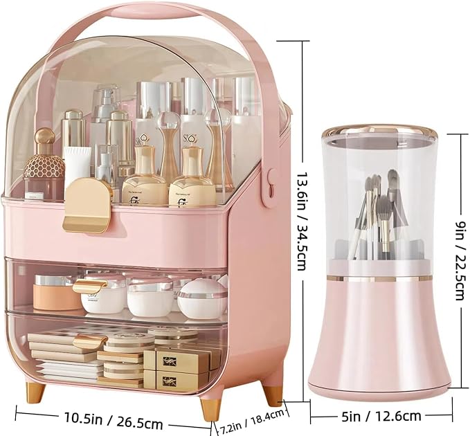 Makeup Organizers for Vanity, Skincare Organizers Cosmetic Display Cases with Transparent Cover, Teen Girls Gift for Bathroom Countertop, Lipstick Organizer