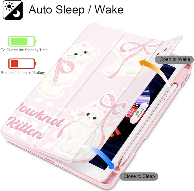 May Chen for iPad 9th Generation with Pencil Holder iPad 8th/7th Gen Case 10.2-inch [Penceil Holder] Trifold Stand Auto Wake/Sleep Clear TPU Protection Back Cover Ballet Shoes