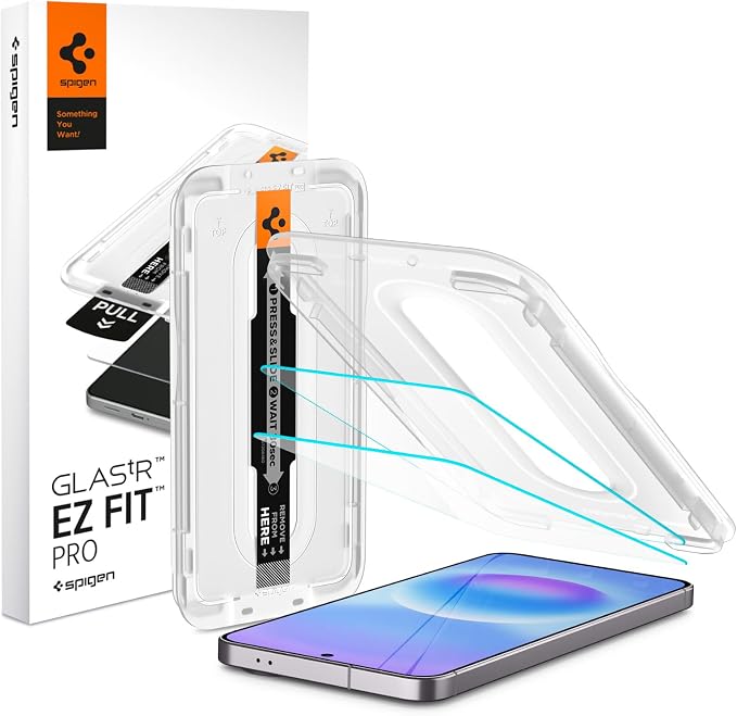 Spigen GlasTR EZ FIT Pro Tempered Glass Screen Protector for Galaxy A57 5G | 9H+ Tempered glass Scratch resistance Auto-align tray Lab-tested 100% clarity Original touch Case-friendly 2 Pack