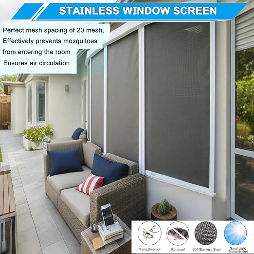 Stainless Steel Mesh Screen 20Mesh 304, 15.7" x 147" Metal Mesh Screen