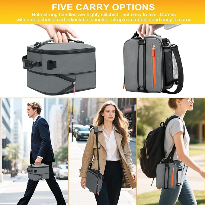 Expandable(18cans) Lunch Box Insulated Lunch bag for Men Kids Boys Teens Adult Portable Stylish Small Lunchbox With Shoulder Strap for Working Office school Picnic