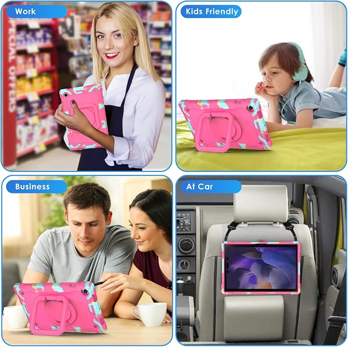 DETUOSI Galaxy Tab A8 Case - Shockproof with 360 Stand &amp Strap Heavy Duty for SM-X200/X205/X207 Black