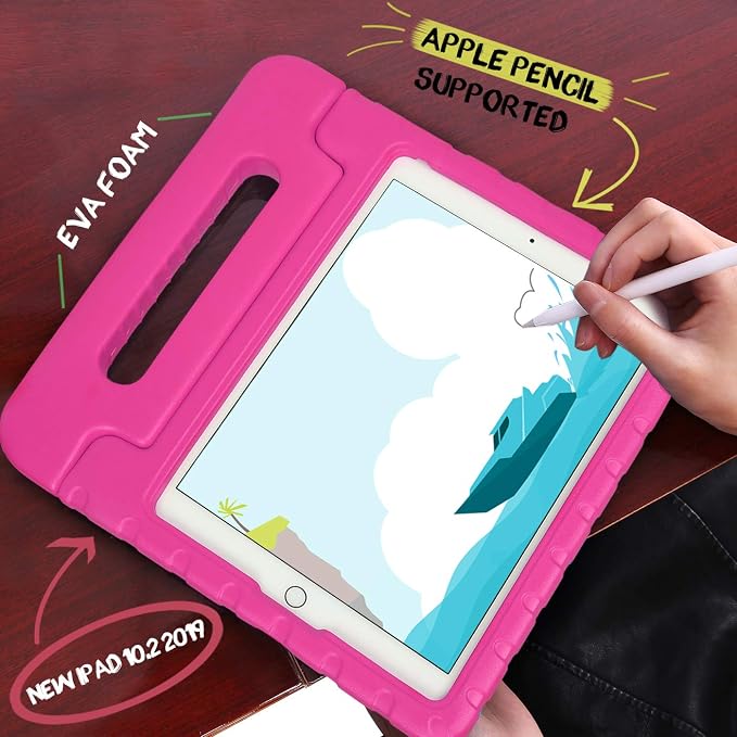 HDE Case for iPad 9th Generation Kids Shockproof Cover 10.2 inch with Handle Stand fits 2021 9th Gen 2020 8th 2019 7th Tablet - Black