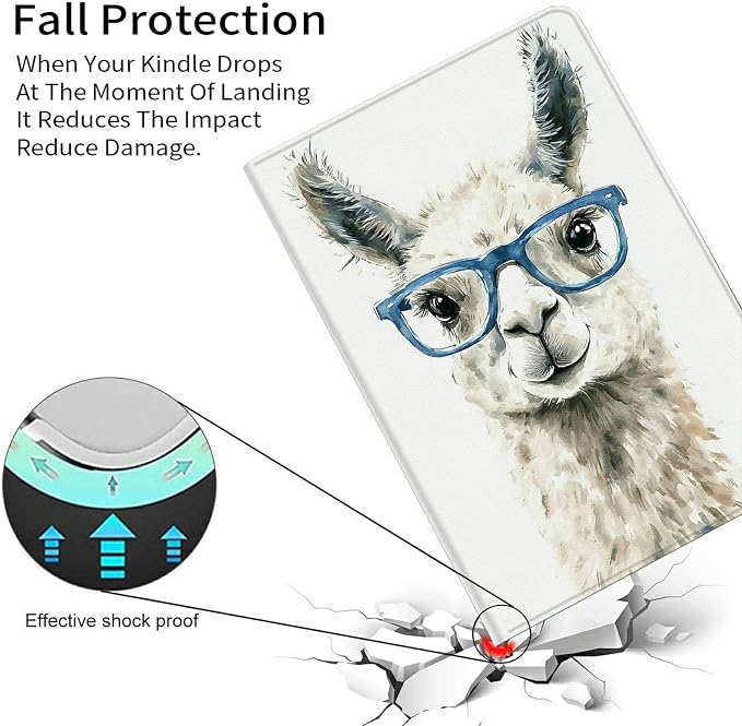 Case for Kindle Scribe 10.2 Inch (2022 Released) PU Leather Cover with Auto Sleep Wake for 10.2 Kindle Scribe Alpaca with Glasses