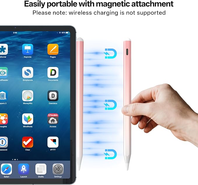 Stylus Pen for iPad Pro with Fast Charging Tilt Function Palm Rejection | Compatible with iPad 2018-2025: Works with iPad Pro Air Mini and iPad models for writing drawing and note-taking