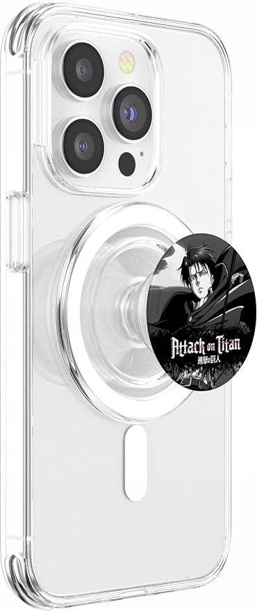 Attack on Titan Black and White Levi Splatter Logo Anime PopSockets PopWallet for MagSafe