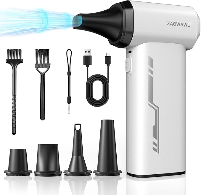 Electric Air Duster - 150000RPM Keyboard Duster for PC Cleaning, Cordless Compressed Air Duster Replaces Canned Air, 3-Gear Rechargeable Electronics Cleaner for Laptop, Car, Home & Office