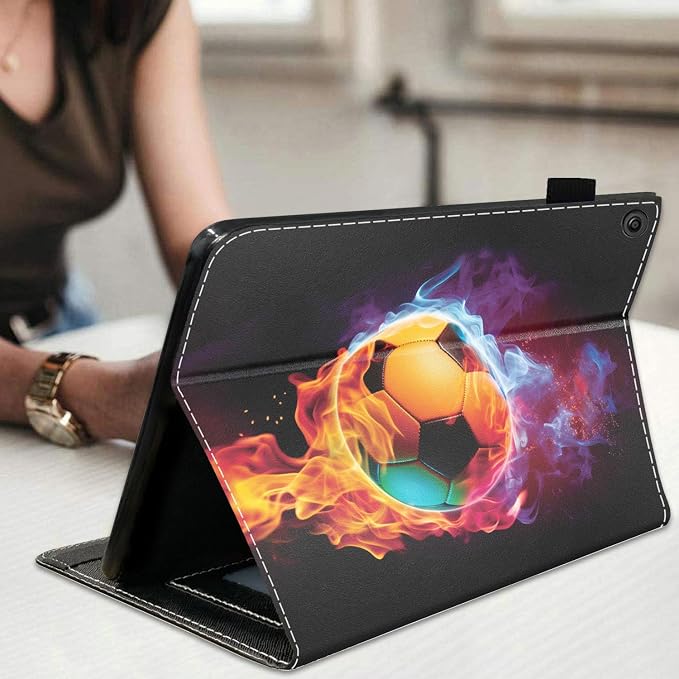 Case for Amazon Kindle Fire HD 10 Tablet 10.1 (9th/7th Generation 2019/2017 Release) Slim Folding Stand Folio Cover with Card Slot &amp Auto Wake/Sleep - African American Girl