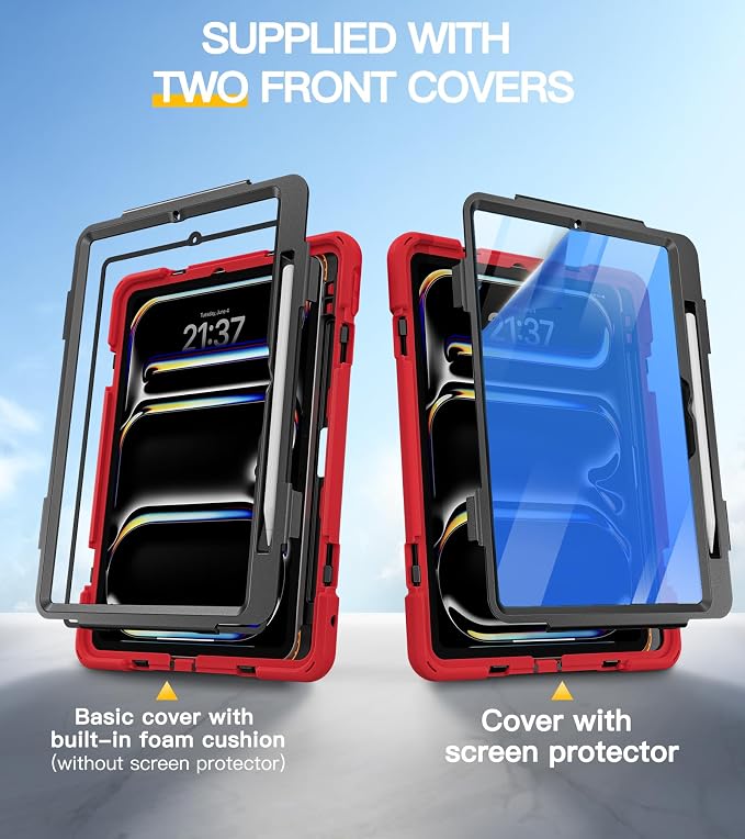 BRAECN Case for iPad Air 11 inch 2026(M4) 2025(M3) 2024(M2)iPad Pro 11 inch(4th/3rd/2nd/1st)&amp Air 10.9(5th/4th) Protective with Pencil Holder Screen Protector 360°Rotating Stand Handle Full Body