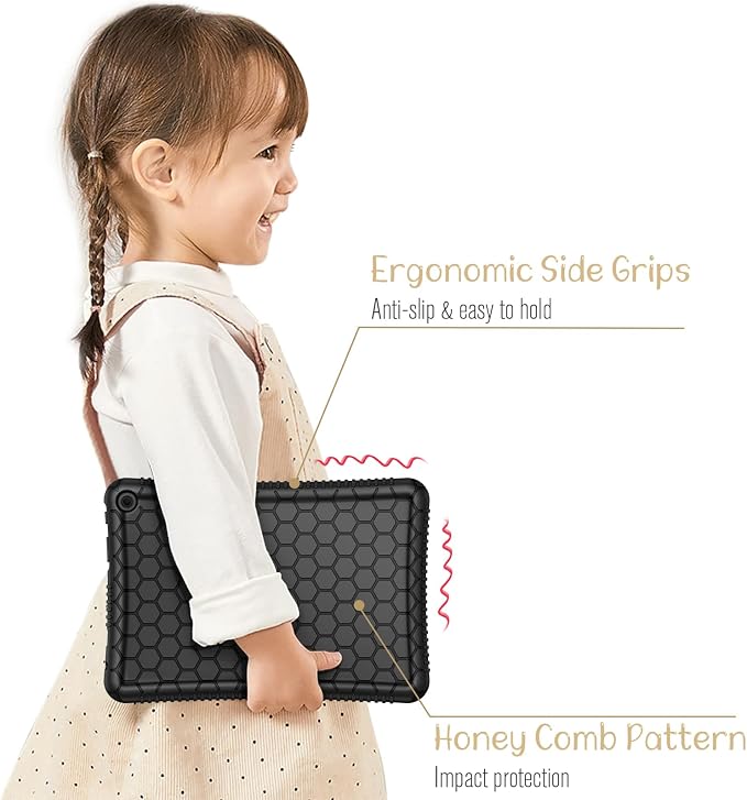 Fintie Silicone Case for 10.1 Kindle Fire HD 10 13th Gen 2023 Black | Honey Comb Pattern Lightweight Shock Proof Back Cover Anti-Slip Grip Reinforced Corners Protection Impact Resistant