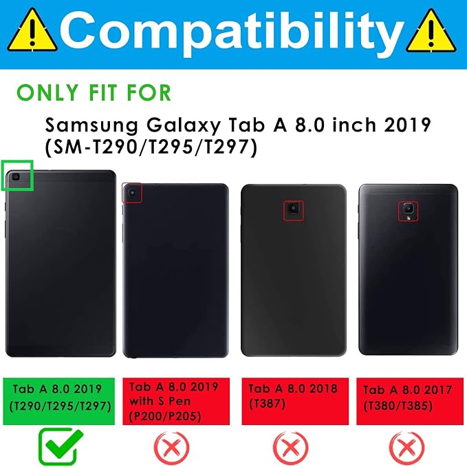 DETUOSI Silicone Case Compatible with Samsung Galaxy Tab A 8.0 2019 Without S Pen Model (SM-T290/T295/T297) Lightweight Protective Cover with Strap for Galaxy Tab A Case 8.0 2019 Dazzling Pink