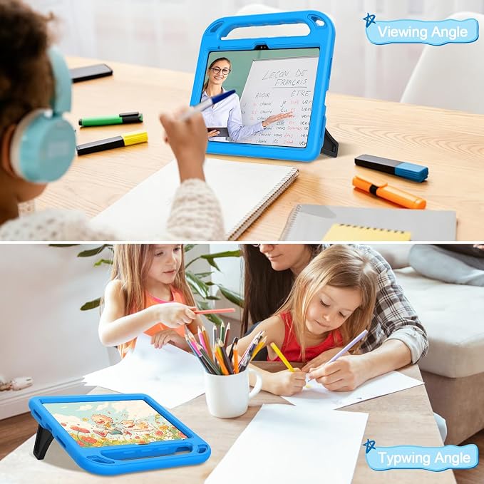 TIRIN Kids Case for iPad A16 11th Generation 2025/iPad 10th Generation 2022 with Built-in Screen Protector Shockproof Handle Stand iPad Case for Kids Black