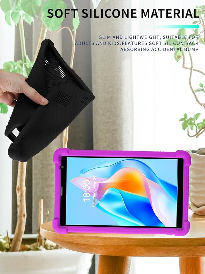 Case for PRITOM B8/PRITOM L8/VASOUN Tab8 Tablet 8 Inch- Soft Silicone Shock Proof Lightweight Stand Rubber Shell Protective CoverKids Friendly Soft Silicone Adjustable Stand CoverBlack