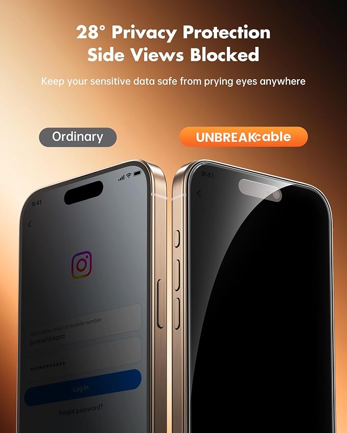 UNBREAKcable 2 Pack Privacy Screen Protector for iPhone 11 Pro Max/Xs Max Shatterproof Tempered Glass [True 28°Anti Spy] [9H Hardness] [Easy Installation] Protector for Apple 6.5