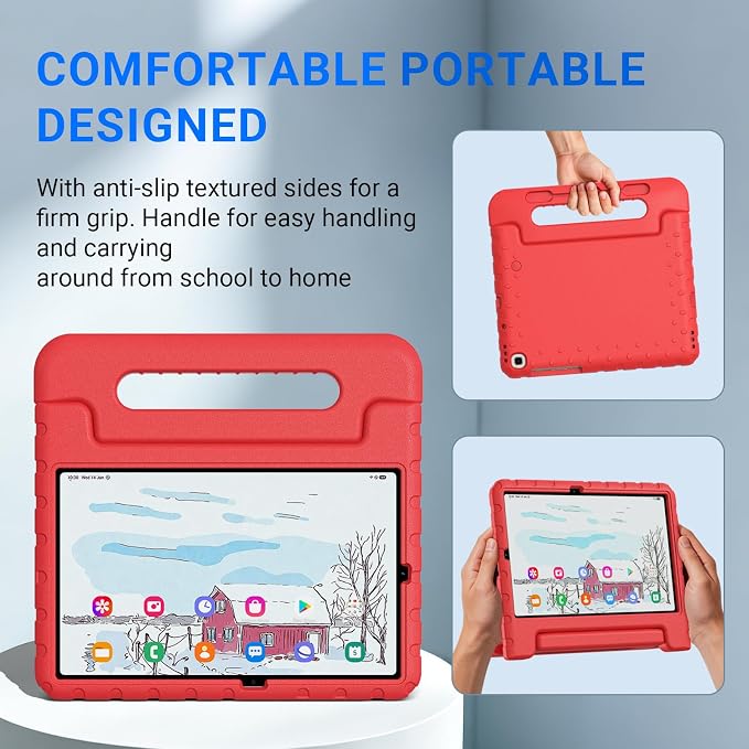 Kids Case for Samsung Galaxy Tab S6 Lite 10.4 Inch with S Pen Holder Black | Fits 2024/2020/2022 Released Shockproof EVA Lightweight Foldable Handle Stand Washable Kids-Friendly