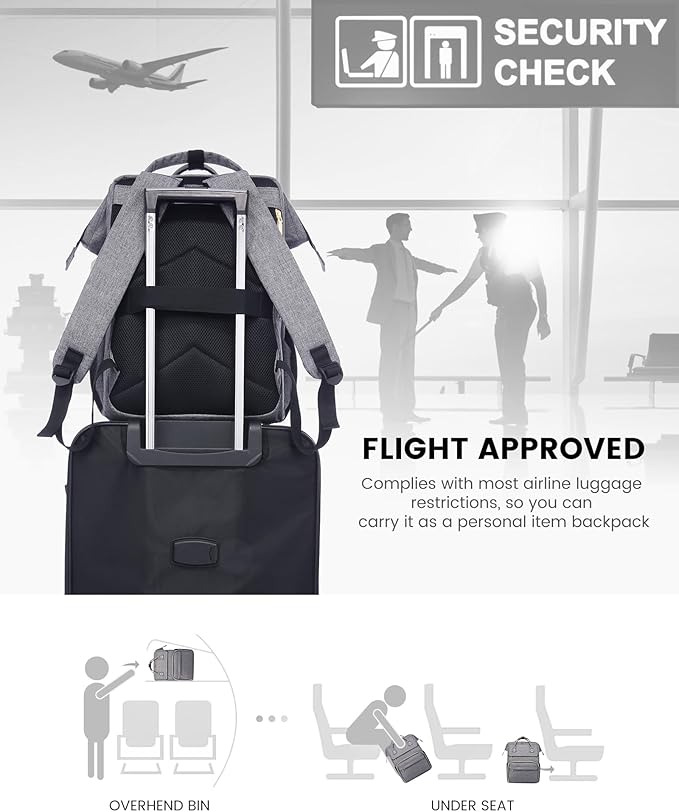 LOVEVOOK Laptop Backpack for Women, 15.6 Inch Travel Backpack with Laptop Compartment, Water Resistant Work Backpack for Teacher Nurse Doctor, Anti-theft Computer Bag with Charger, Grey