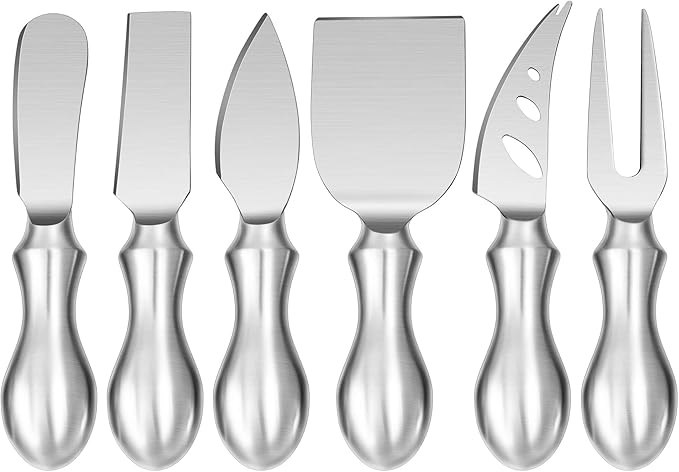 WoneNice Cheese Knife Set, 6-Piece Stainless Steel Knives