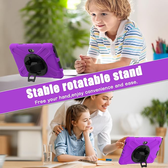 Samsung Galaxy Tab Active5/Active 3 8.0 Case with 360 Stand Handle Hand Strap &amp Shoulder Strap for Galaxy Tab Active5 8 2024 X300/X307 Active3 8 2020 T570/T575/T577 (Black)