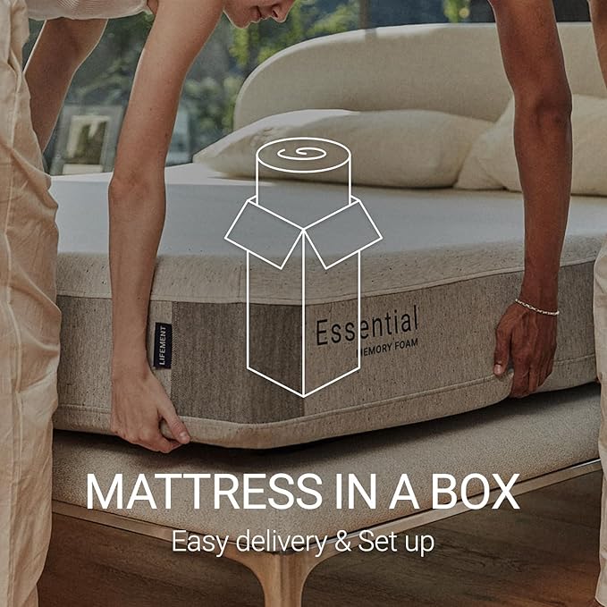 LIFEMENT Full Mattress 8 Inch, Essential Graphite Infused Memory Foam Bed | Medium Firm, Fiberglass Free, Cooling Pressure Relief | CertiPUR-US & Oeko-TEX Certified, Mattress in a Box