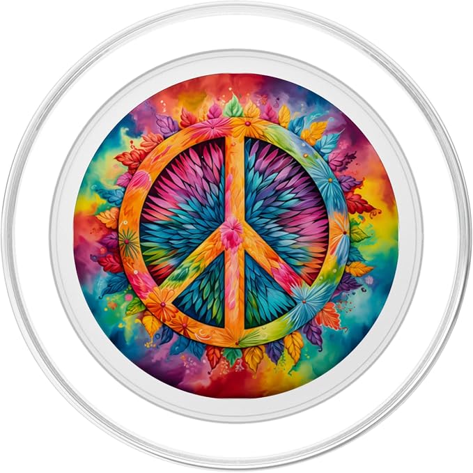 Peace Sign Rainbow Tie-Dye Inspired Design PopSockets Adhesive PopGrip