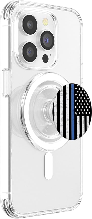 Thin Blue Line US Flag Police Officer Law Enforcement Gift PopSockets Adhesive PopGrip