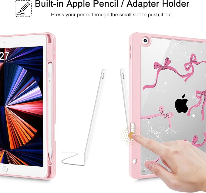 Tuiklol for iPad 10.2 inch 9th / 8th / 7th Gen 2021 2020 2019 Release Case | Built in Pencil Holder - TPU Protection Trifold Stand Stand Clear Back Tablet Cover With Auto Wake/Sleep Blue berries