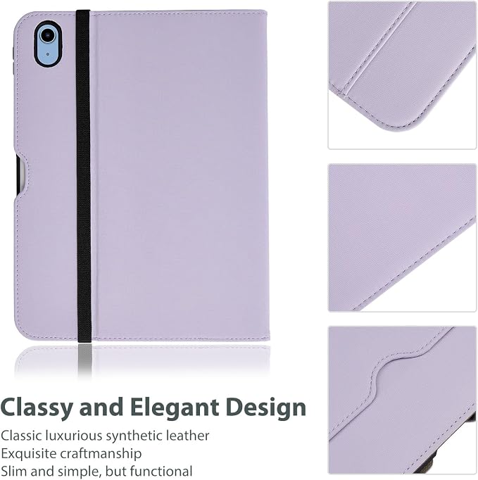 ProCase for iPad A16 11th Generation 11” 2025/iPad 10th Generation 10.9” 2022 with Pencil Holder iPad 11/10 PU Leather Case Business Stand Cover Smart Folio with Hand Strap Front Pocket -Berrypurple
