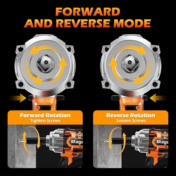 1000N.m/737Ft-lbs Brushless Impact Wrench,1/2" Cordless Impact Gun / 2x4.0Ah Battery & 6 Sockets, 3500RPM Power Electric Impact Driver for Car/DIY Furniture/Lawn Mower, Orange Toolbox