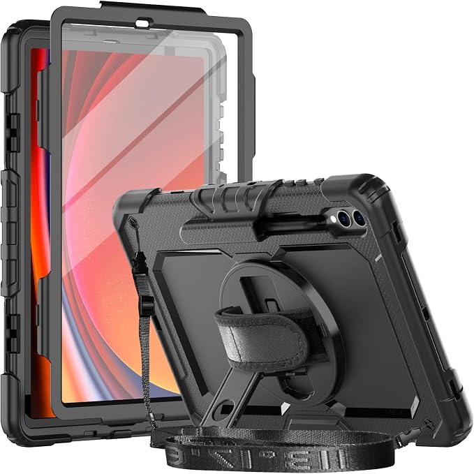 Case for Tab S10+ 2024/ S9+ Plus 12.4 inch | Heavy Duty Shockproof Cover for S9 FE+ Plus 5G with Screen Protector Pen Holder Stand Shoulder Strap