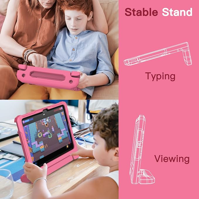 JETech Kids Case for iPad (A16) 11th/10th Gen Black | For 2025/2022 Model Built-in Screen Protector 360 Handle Stand Shockproof Kid-Friendly