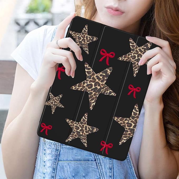 Joyland Leopard Print for iPad 10th Generation Case 10.9 inch 2022/iPad (A16) 11th Gen 11 2025Built-in Pencil Holder with Shockproof Cover Clear Transparent Back Shell Auto Wake/SleepBlack