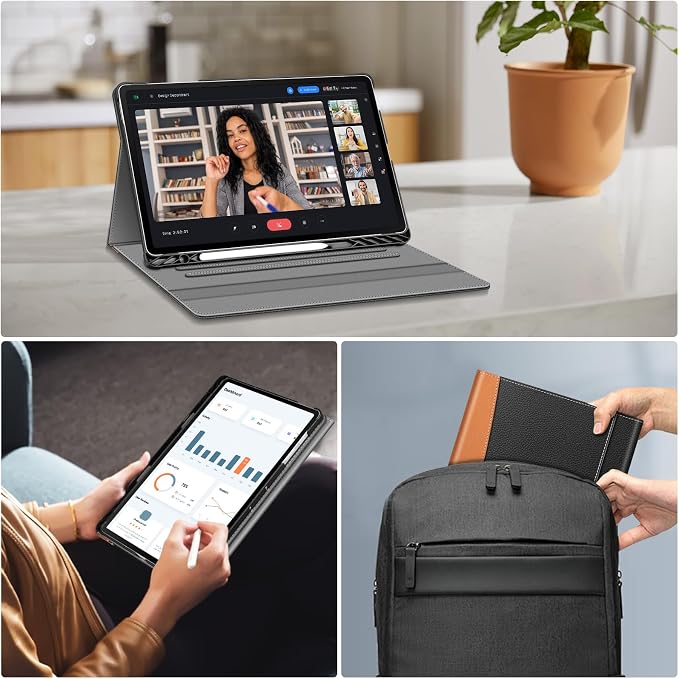 Fintie Portfolio Case for Samsung Galaxy Tab S10 FE Plus 13.1'' 2025 Black | Model (SM-X620/X626) Multiple Angles Business Cover with Pocket Built-in S Pen Holder